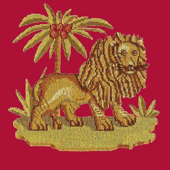 The Lion Needlepoint Kit Kits Elizabeth Bradley Design Bright Red 