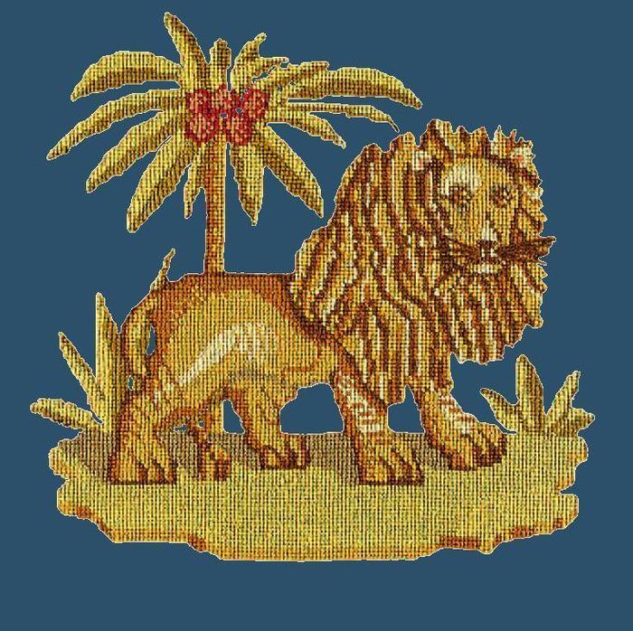 The Lion Needlepoint Kit Kits Elizabeth Bradley Design Dark Blue 