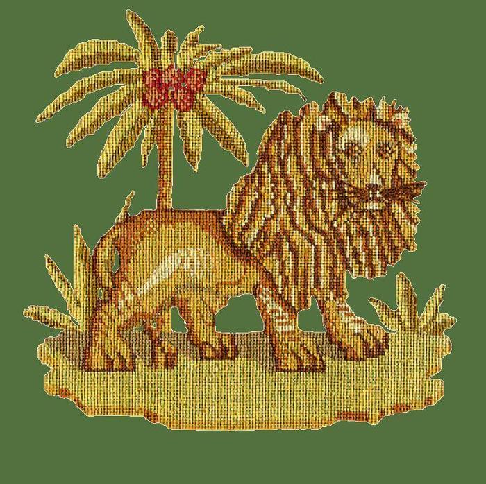 The Lion Needlepoint Kit Kits Elizabeth Bradley Design Dark Green 