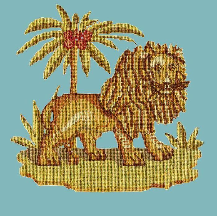 The Lion Needlepoint Kit Kits Elizabeth Bradley Design Duck Egg Blue 