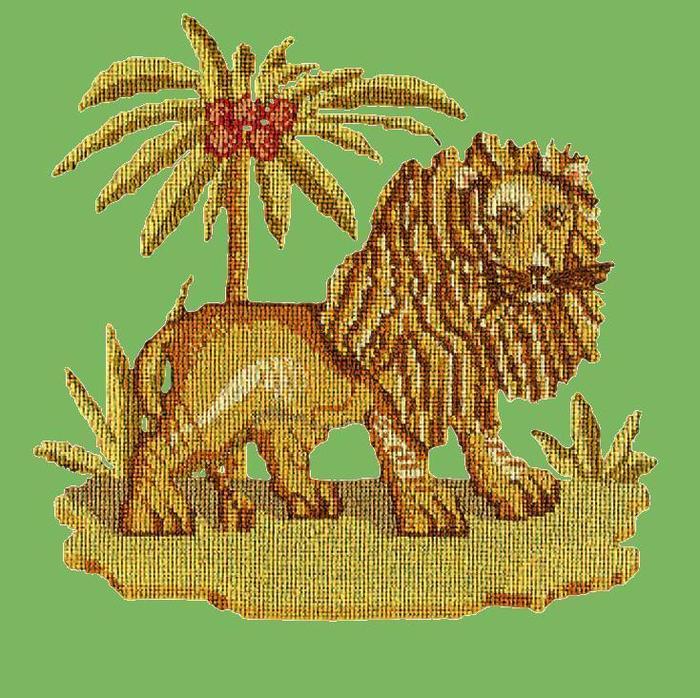 The Lion Needlepoint Kit Kits Elizabeth Bradley Design Grass Green 