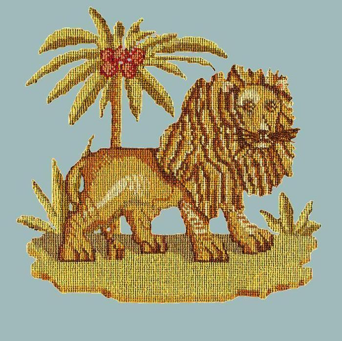 The Lion Needlepoint Kit Kits Elizabeth Bradley Design Pale Blue 