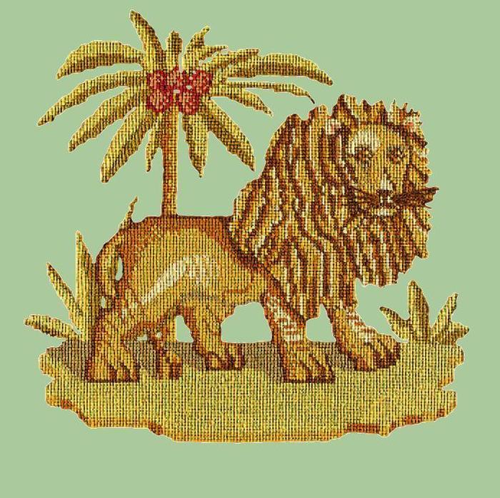 The Lion Needlepoint Kit Kits Elizabeth Bradley Design Pale Green 