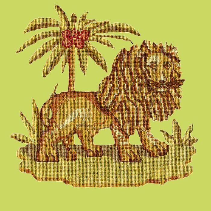 The Lion Needlepoint Kit Kits Elizabeth Bradley Design Pale Lime 