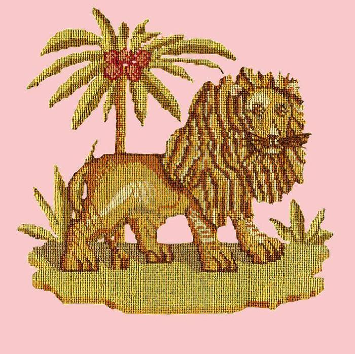 The Lion Needlepoint Kit Kits Elizabeth Bradley Design Pale Rose