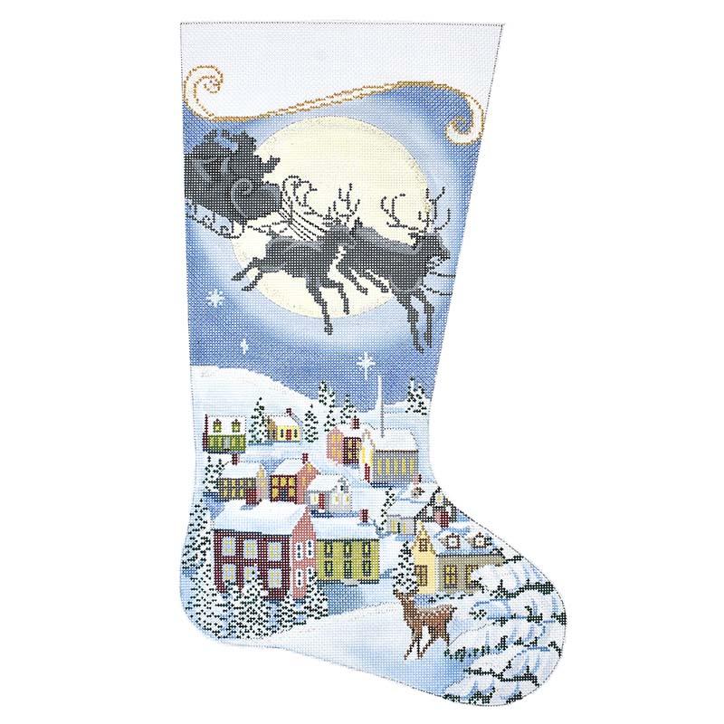 The Night Before Christmas Stocking Painted Canvas Alice Peterson Company - 1