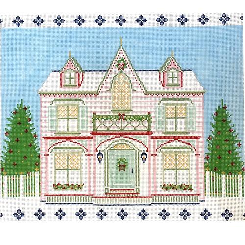 The Peppermint House Painted Canvas The Plum Stitchery - 1
