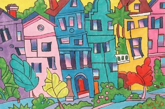 The Row Painted Canvas Purple Palm Designs - 1