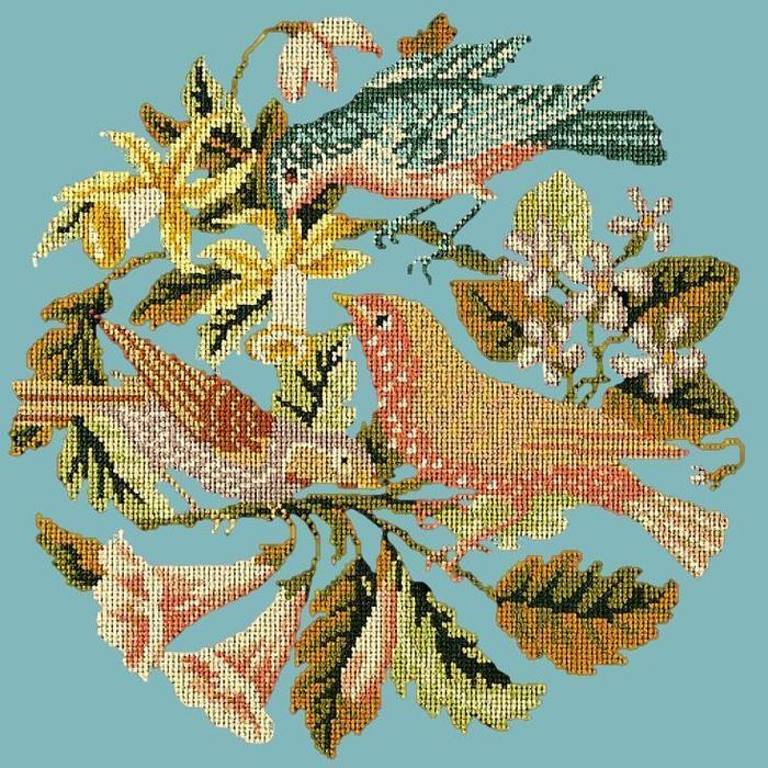 The Three Birds Needlepoint Kit Kits Elizabeth Bradley Design Duck Egg Blue