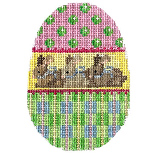 Three Bunnies / Dots Egg Painted Canvas Associated Talents - 1