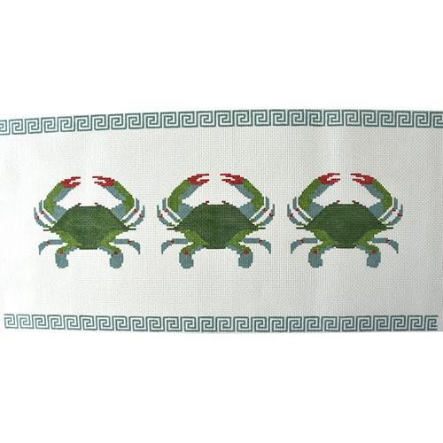 Three Crabs with Greek Key Border Painted Canvas Kristine Kingston - 1