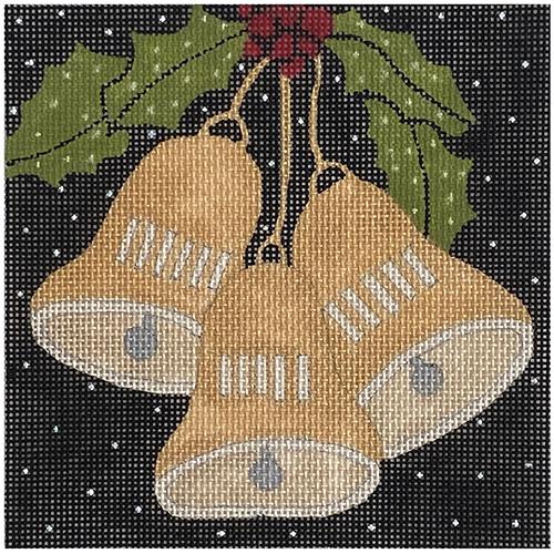Three Golden Bells Painted Canvas ditto! Needle Point Works - 1