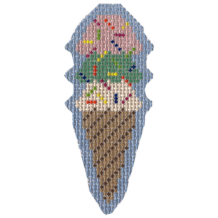 Three Scoops Ice Cream Cone Painted Canvas Penny Linn Designs - 1