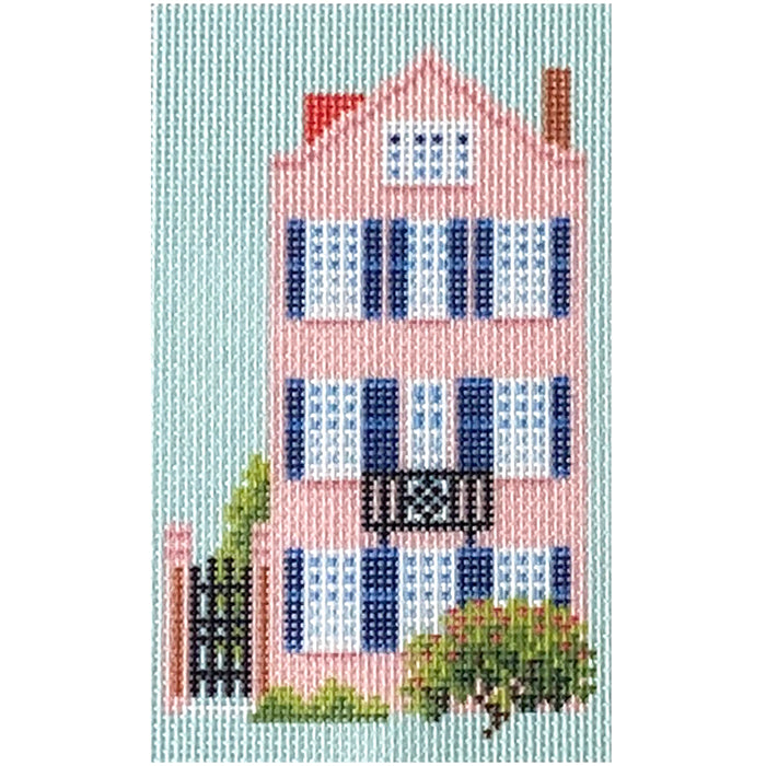 Three Sisters Pink House Printed Canvas Needlepoint To Go 