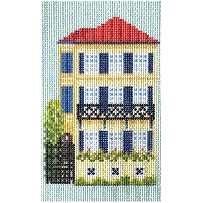 Three Sisters Yellow House Printed Canvas Needlepoint To Go