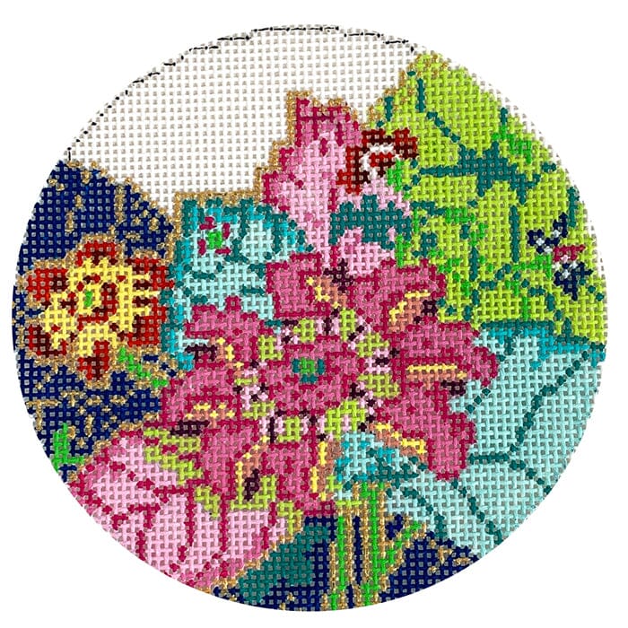 Tobacco Leaf Round Painted Canvas The Gingham Stitchery - 1