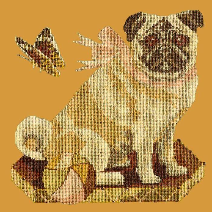 Toby the Pug Needlepoint Kit Kits Elizabeth Bradley Design Yellow 