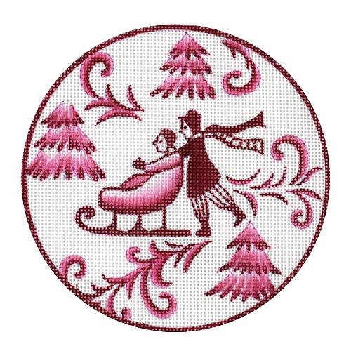 Toile Couple Red Sled Painted Canvas Love You More - 1