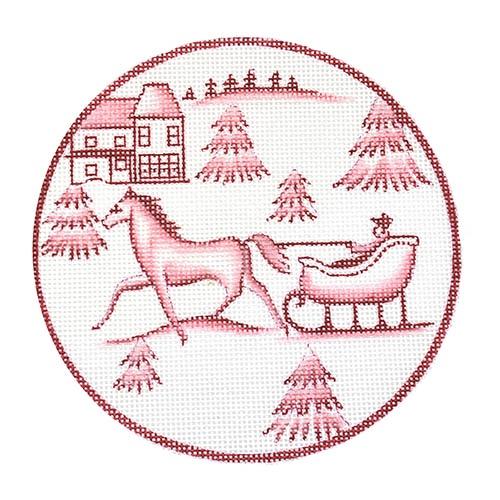 Toile Horse and Sled Red Painted Canvas Love You More - 1