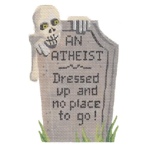 Tombstone An Atheist Painted Canvas Labors of Love Needlepoint - 1