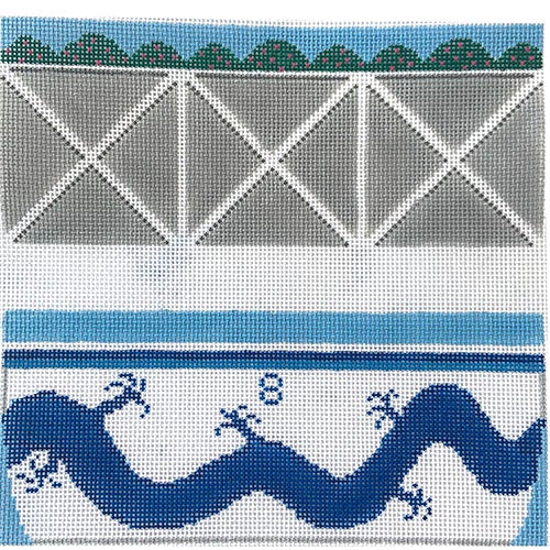 Topiary Backgammon Dice Cups Painted Canvas Anne Fisher Needlepoint LLC - 1