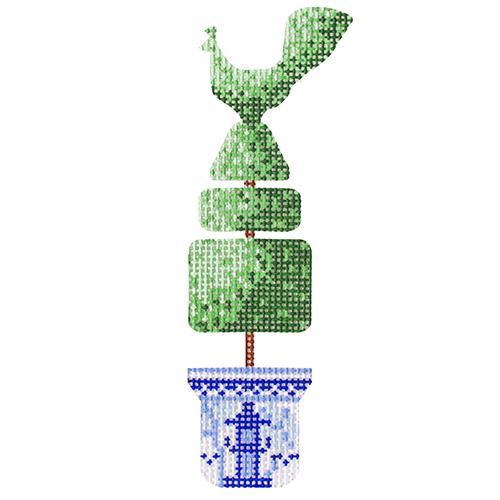 Topiary Peacock Ornament Painted Canvas Kirk & Bradley - 1