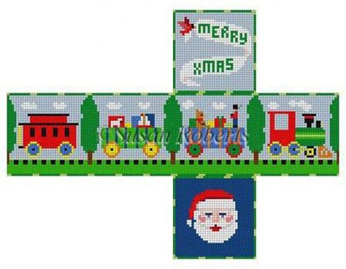 Toy Train Cube Painted Canvas Susan Roberts Needlepoint Designs, Inc. - 1
