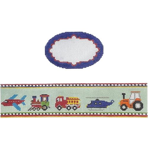 Tractor Plane Train Hinged Box with Hardware Painted Canvas Funda Scully - 1