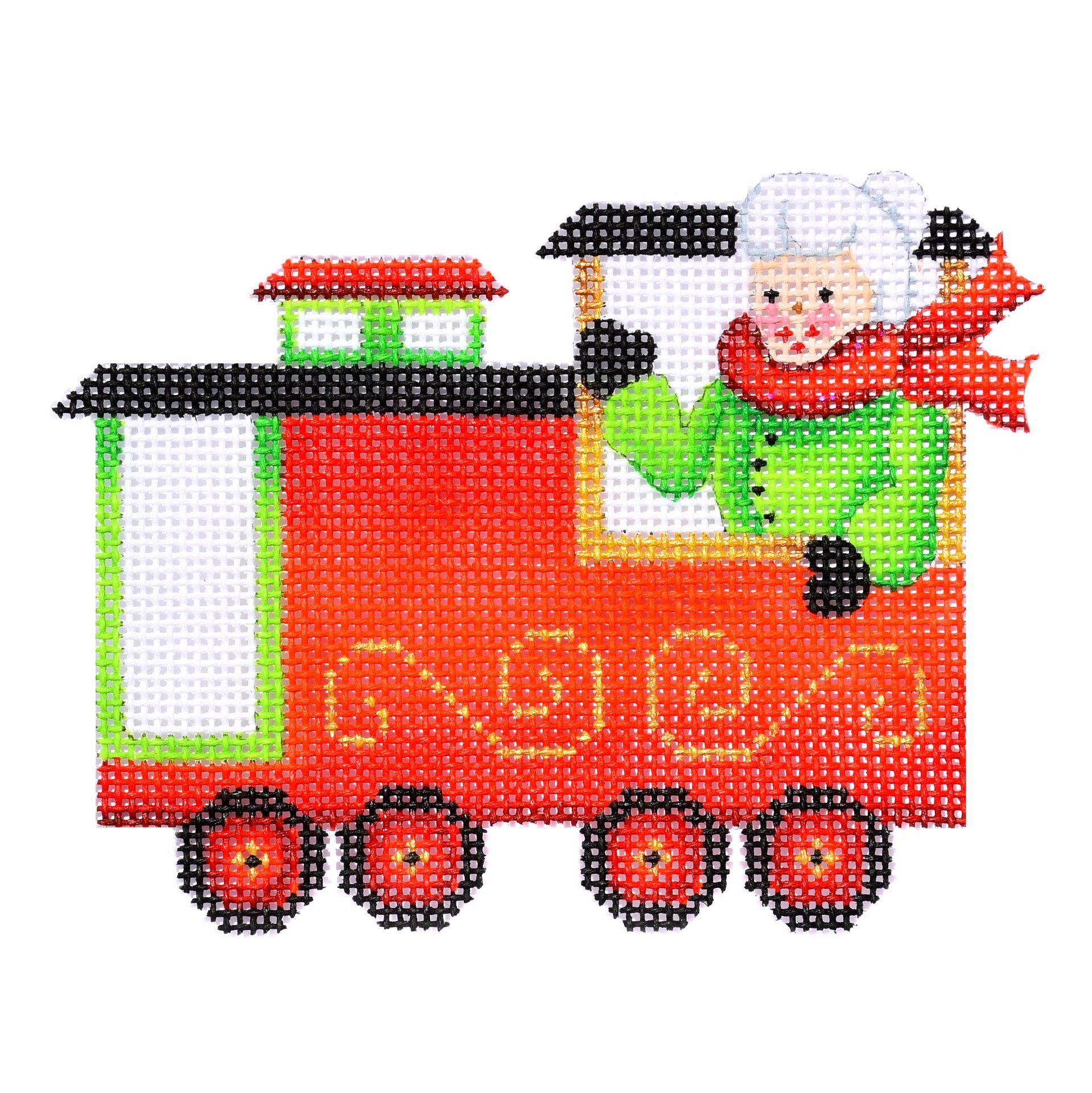 Train Series Caboose with Mrs. Clause Painted Canvas Burnett & Bradley - 1