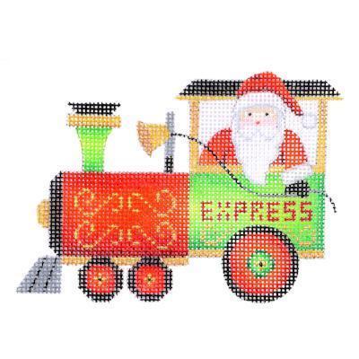 Train Series Engine with Santa Painted Canvas Burnett & Bradley - 1
