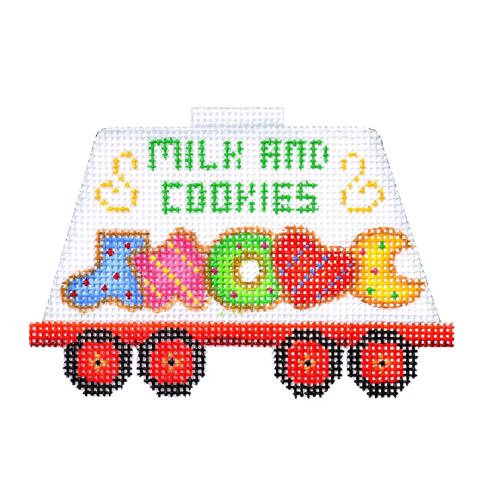Train Series Milk Car with Christmas Cookies Painted Canvas Burnett & Bradley - 1