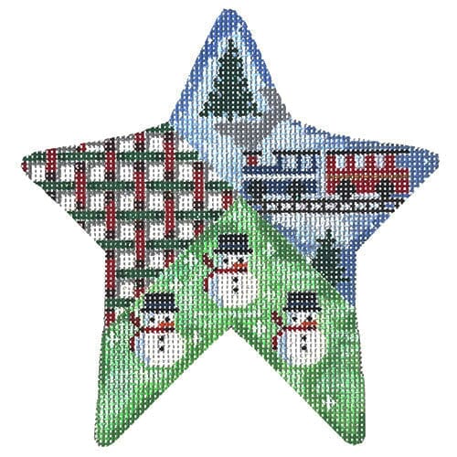 Train Snowman Star Painted Canvas Associated Talents - 1