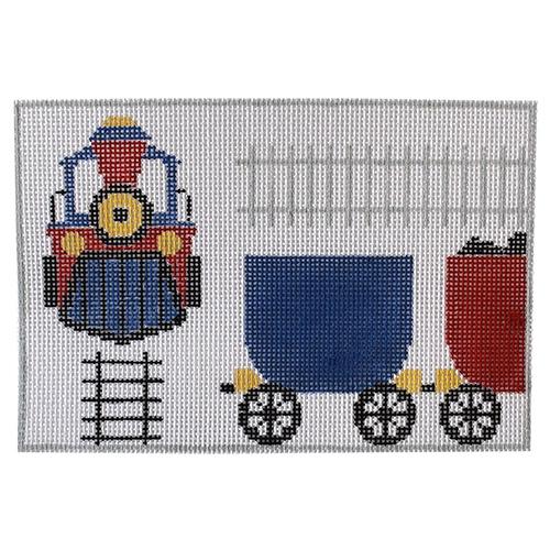 Trains Tooth Fairy Pillow Painted Canvas Kathy Schenkel Designs - 1