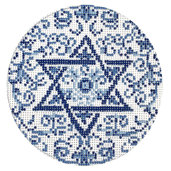 Transferware Judica Round Painted Canvas The Gingham Stitchery - 1