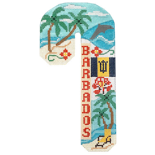 Travel Candy Cane Barbados Painted Canvas Danji Designs - 1