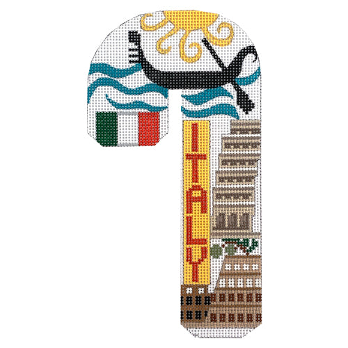 Travel Candy Cane Italy Painted Canvas Danji Designs - 1