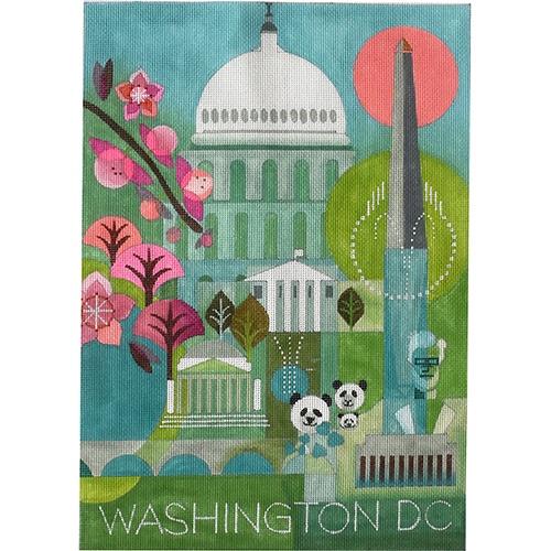 Travel Poster Washington DC Painted Canvas Painted Pony Designs - 1