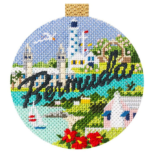 Travel Round - Bermuda with Stitch Guide Painted Canvas Kirk & Bradley 