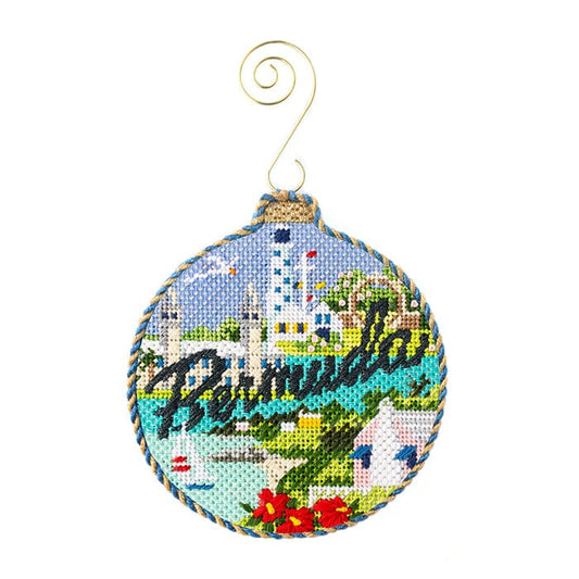Travel Round - Bermuda with Stitch Guide Painted Canvas Kirk & Bradley 