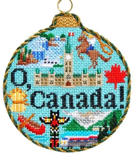 Travel Round - Canada with Stitch Guide Painted Canvas Needlepoint.Com 
