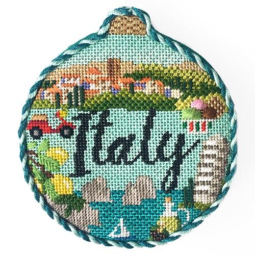 Travel Round - Italy with Stitch Guide Painted Canvas Kirk & Bradley 