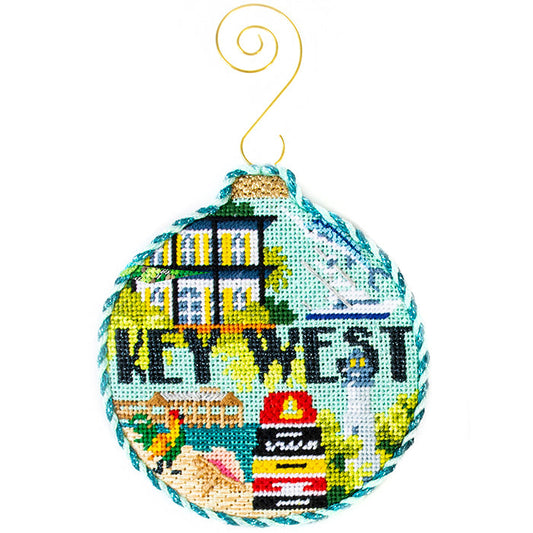 Travel Round - Key West with Stitch Guide Painted Canvas Kirk & Bradley 