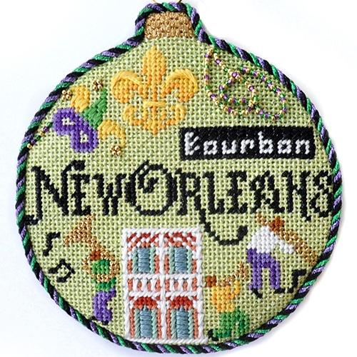 Travel Round - New Orleans with Stitch Guide Painted Canvas Needlepoint.Com 