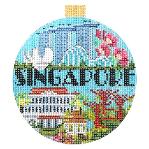 Travel Round - Singapore with Stitch Guide Painted Canvas Kirk & Bradley 