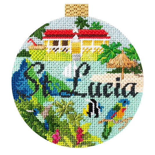 Travel Round - St. Lucia with Stitch Guide Painted Canvas Kirk & Bradley 