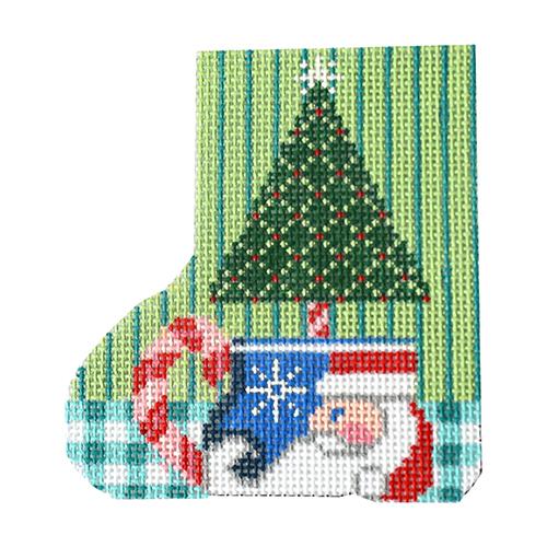 Tree in Santa Cup Mini Skate Painted Canvas Shelly Tribbey - 1