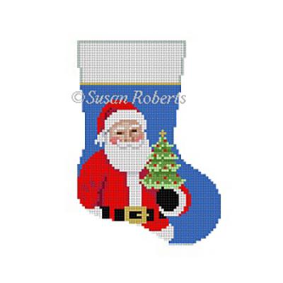 Tree Santa Mini Sock Painted Canvas Susan Roberts Needlepoint Designs Inc. - 1