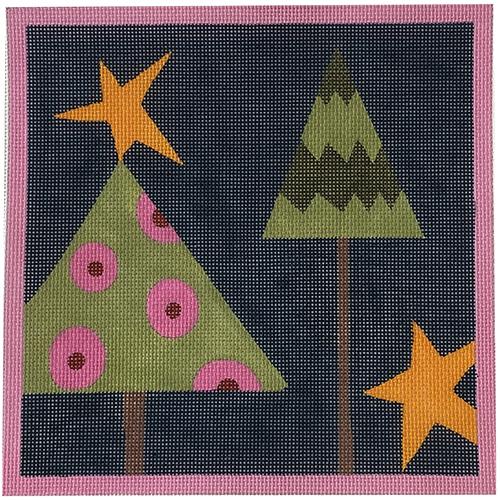 Trees and Stars Painted Canvas ditto! Needle Point Works - 1