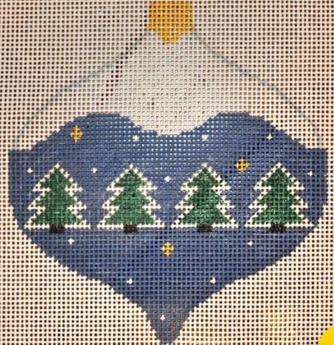 Trees on Blue Bauble Painted Canvas Kathy Schenkel Designs - 1
