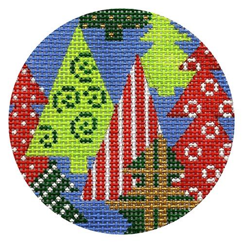 Trees on Blue Painted Canvas CBK Needlepoint Collections - 1